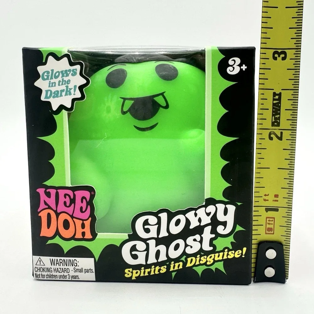 New Sealed NeeDoh Glowy Ghost Green Smile Fangs Halloween Glow In The Dark